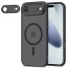 Apple iPhone Air (2025), Műanyag hátlap védőtok + szilikon keret, Magsafe töltővel kompatibilis, kameravédő kerettel, Magcam Magsafe, áttetsző/fekete