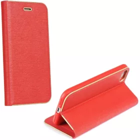   Samsung Galaxy S25 FE SM-S731, Oldalra nyíló tok, stand, Luna Book, piros