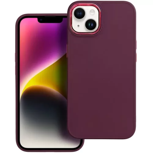 Samsung Galaxy S25 FE SM-S731, Szilikon tok, közepesen ütésálló, fémhatású kamera keret, Frame Case, lila