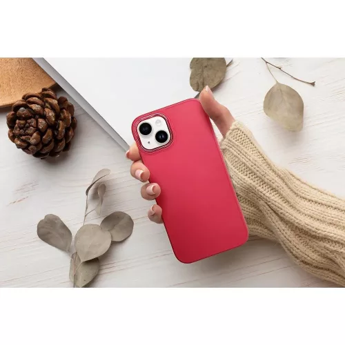 Samsung Galaxy S25 FE SM-S731, Szilikon tok, közepesen ütésálló, fémhatású kamera keret, Frame Case, magenta
