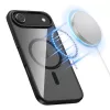 Apple iPhone 16e / 17e, Műanyag hátlap védőtok + szilikon keret, Magsafe töltővel kompatibilis, Magmat Magsafe, átlátszó/fekete