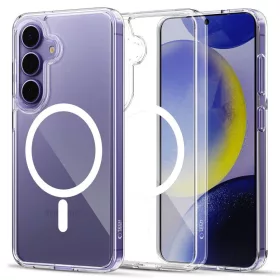   Samsung Galaxy S25 SM-S931, Műanyag hátlap védőtok + szilikon keret, Magsafe töltővel kompatibilis, FlexAir Hybrid Magsafe, átlátszó