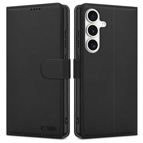 Samsung Galaxy S25 SM-S931, Oldalra nyíló tok, stand, mágnes csattal, TP Wallett, fekete