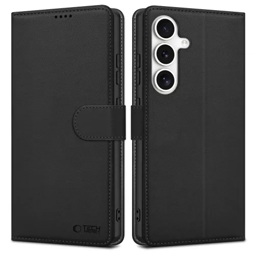 Samsung Galaxy S25 FE SM-S731, Oldalra nyíló tok, stand, mágnes csattal, TP Wallett, fekete