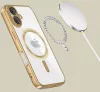 Apple iPhone 16e / 17e, Műanyag hátlap védőtok + szilikon keret, közepesen ütésálló, Magsafe töltővel kompatibilis, fényes keret, Magflex Magsafe, átlátszó/arany