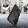 Samsung Galaxy S25 SM-S931, Műanyag hátlap védőtok + szilikon keret, Magsafe töltővel kompatibilis, kameravédő kerettel, Magcam Magsafe, áttetsző/fekete