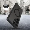 Samsung Galaxy S25 Ultra SM-S938, Műanyag hátlap védőtok + szilikon keret, Magsafe töltővel kompatibilis, kameravédő kerettel, Magcam Magsafe, áttetsző/fekete
