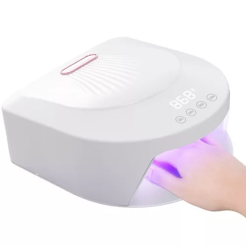 Műkörmös UV lámpa, 48 LED, 192W, akkumulátoros, érintős, akkumulátor funkció, Blueque BQ-V18, fehér