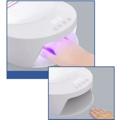 Műkörmös UV lámpa, 48 LED, 192W, akkumulátoros, érintős, akkumulátor funkció, Blueque BQ-V18, fehér
