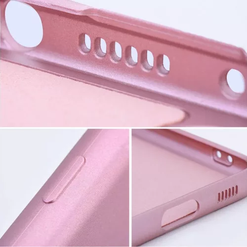 Apple iPhone 15 Pro, Szilikon tok, mikrofiber plüss belső, csillogó hátlap, Metallic Case, rózsaszín