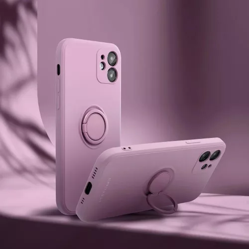 Apple iPhone 15 Plus, Szilikon tok, stand, telefontartó gyűrű, Roar Amber, lila