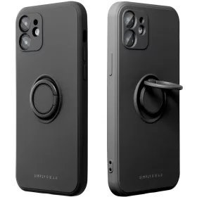   Apple iPhone 15 Pro, Szilikon tok, stand, telefontartó gyűrű, Roar Amber, fekete