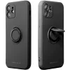 Apple iPhone 15 Pro Max, Szilikon tok, stand, telefontartó gyűrű, Roar Amber, fekete
