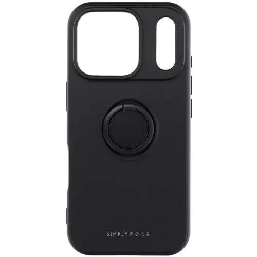Apple iPhone 15 Pro Max, Szilikon tok, stand, telefontartó gyűrű, Roar Amber, fekete