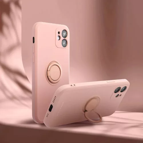 Apple iPhone Air (2025), Szilikon tok, stand, telefontartó gyűrű, Roar Amber, rózsaszín