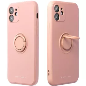   Samsung Galaxy S24 SM-S921, Szilikon tok, stand, telefontartó gyűrű, Roar Amber, rózsaszín