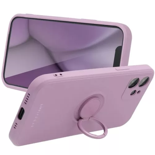 Samsung Galaxy S25 SM-S931, Szilikon tok, stand, telefontartó gyűrű, Roar Amber, lila