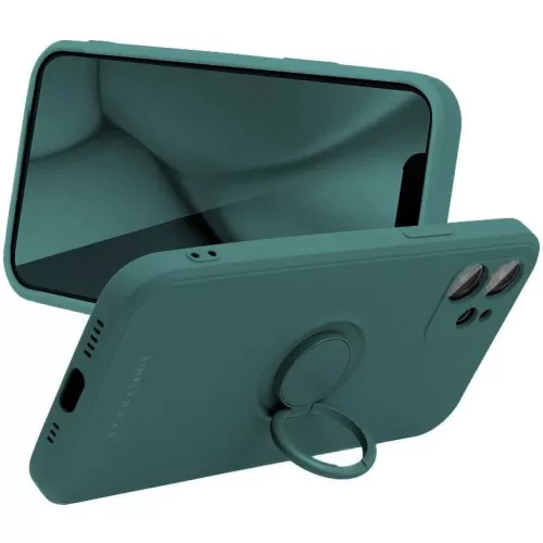 Samsung Galaxy S25 Plus SM-S936, Szilikon tok, stand, telefontartó gyűrű, Roar Amber, zöld