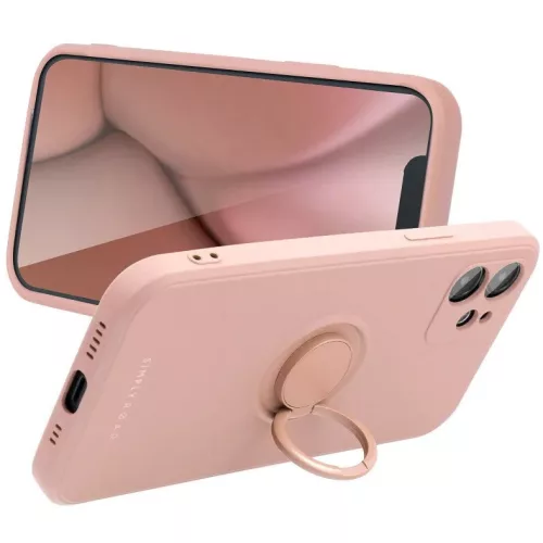 Samsung Galaxy S25 Ultra SM-S938, Szilikon tok, stand, telefontartó gyűrű, Roar Amber, rózsaszín