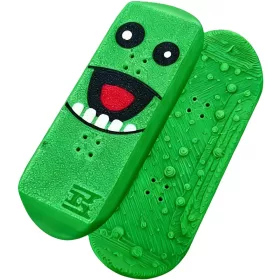   Mágneses csúszka, stresszoldó, ügyességi játék, szörny minta, Magnetic KickFlip SkateBoard Fidget, mintás/zöld