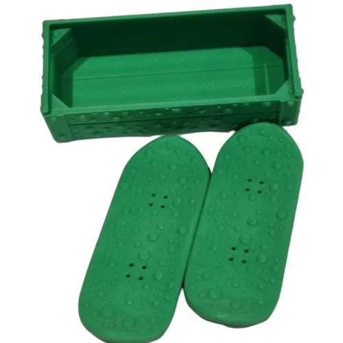 Mágneses csúszka, stresszoldó, ügyességi játék, szörny minta, Magnetic KickFlip SkateBoard Fidget, mintás/zöld