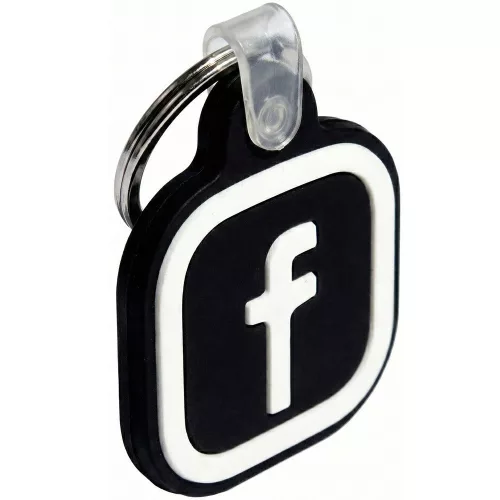 Közösségi média kulcstartó, NFC chippel, Facebook logóval, NFC Keychain, fekete/fehér