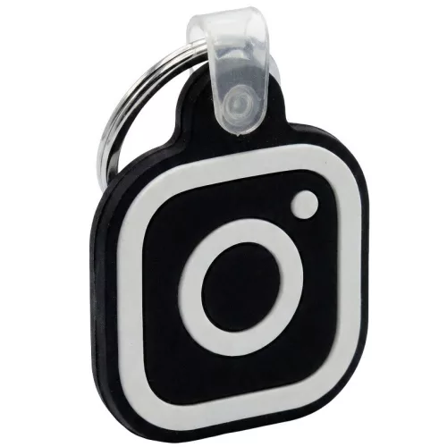 Közösségi média kulcstartó, NFC chippel, Instagram logóval, NFC Keychain, fekete/fehér