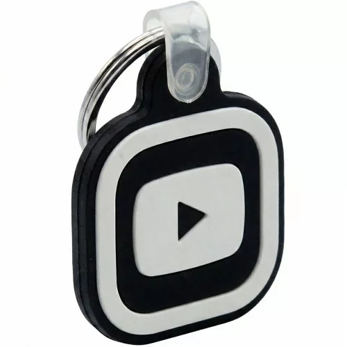Közösségi média kulcstartó, NFC chippel, Youtube logóval, NFC Keychain, fekete/fehér