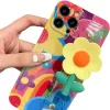 Apple iPhone 17 Pro, Szilikon tok, kézpánttal, virág minta, Flower Case, mintás