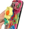 Apple iPhone 17 Pro, Szilikon tok, kézpánttal, virág minta, Flower Case, mintás