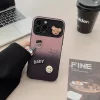 Apple iPhone 11, Szilikon tok, színátmenetes, 3D maci, kávé, smile minta, Teddy Bear Coffee Case, rózsaszín/fekete