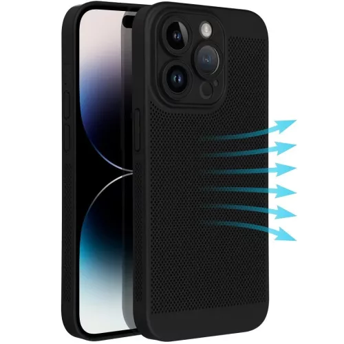 Samsung Galaxy S26 Plus SM-S947, Műanyag hátlap védőtok, légáteresztő, lyukacsos minta, Breezy, fekete