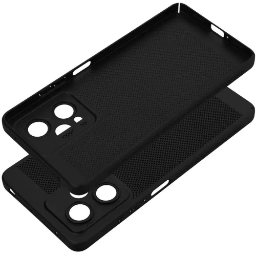 Samsung Galaxy S26 Ultra SM-S948, Műanyag hátlap védőtok, légáteresztő, lyukacsos minta, Breezy, fekete