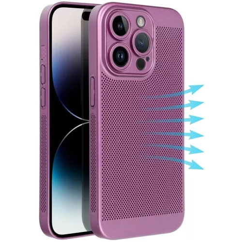 Samsung Galaxy S26 Ultra SM-S948, Műanyag hátlap védőtok, légáteresztő, lyukacsos minta, Breezy, lila