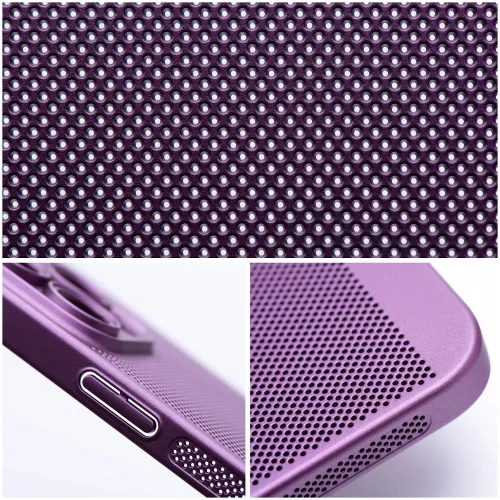 Samsung Galaxy S26 Ultra SM-S948, Műanyag hátlap védőtok, légáteresztő, lyukacsos minta, Breezy, lila