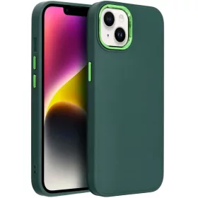   Samsung Galaxy S26 SM-S942, Szilikon tok, közepesen ütésálló, fémhatású kamera keret, Frame Case, zöld