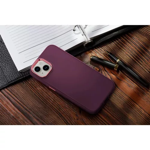 Samsung Galaxy S26 SM-S942, Szilikon tok, közepesen ütésálló, fémhatású kamera keret, Frame Case, lila