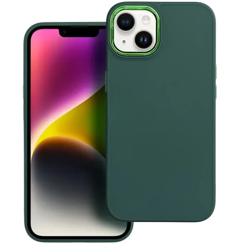Samsung Galaxy S26 Plus SM-S947, Szilikon tok, közepesen ütésálló, fémhatású kamera keret, Frame Case, zöld