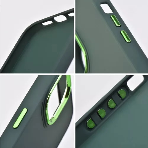 Samsung Galaxy S26 Plus SM-S947, Szilikon tok, közepesen ütésálló, fémhatású kamera keret, Frame Case, zöld