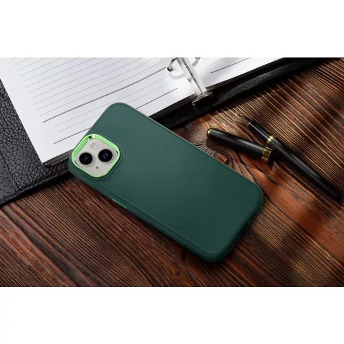Samsung Galaxy S26 Plus SM-S947, Szilikon tok, közepesen ütésálló, fémhatású kamera keret, Frame Case, zöld