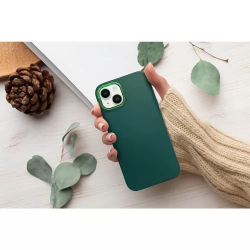 Samsung Galaxy S26 Plus SM-S947, Szilikon tok, közepesen ütésálló, fémhatású kamera keret, Frame Case, zöld