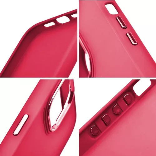 Samsung Galaxy S26 Plus SM-S947, Szilikon tok, közepesen ütésálló, fémhatású kamera keret, Frame Case, magenta
