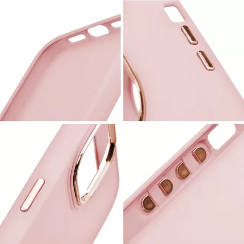 Samsung Galaxy S26 Plus SM-S947, Szilikon tok, közepesen ütésálló, fémhatású kamera keret, Frame Case, rózsaszín