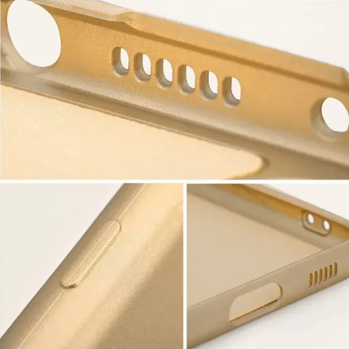 Samsung Galaxy S26 SM-S942, Szilikon tok, mikrofiber plüss belső, csillogó hátlap, Metallic Case, arany