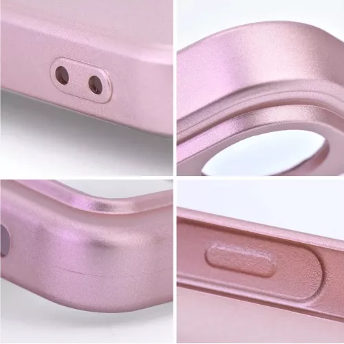 Samsung Galaxy S26 Plus SM-S947, Szilikon tok, mikrofiber plüss belső, csillogó hátlap, Metallic Case, rózsaszín