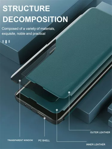 Samsung Galaxy A05s SM-A057F, Oldalra nyíló tok, stand, hívás mutatóval, Wooze FashionBook, piros