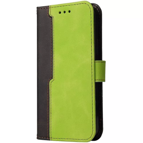 Samsung Galaxy S23 FE SM-S711, Oldalra nyíló tok, stand, kártyatartóval, kézpánttal, Wooze Colour Wallet, zöld