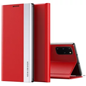   Samsung Galaxy S23 FE SM-S711, Oldalra nyíló tok, stand, Wooze Silver Line, piros