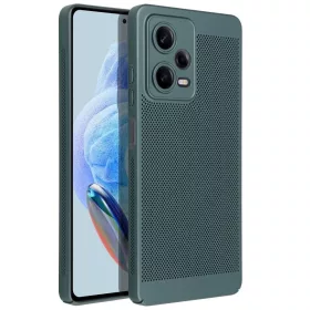   Samsung Galaxy A25 5G SM-A256B, Műanyag hátlap védőtok, légáteresztő, lyukacsos minta, Breezy, sötétzöld