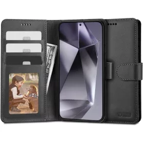   Samsung Galaxy S24 Ultra SM-S928, Oldalra nyíló tok, stand, mágnes csattal, TP Wallett, fekete